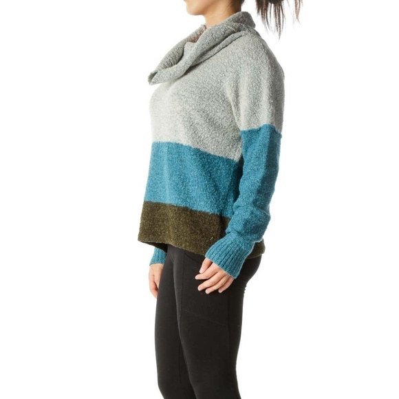 Royal Robbins Gray Blue Green Color Block Cowl Neck Sweater - Picture 2 of 4